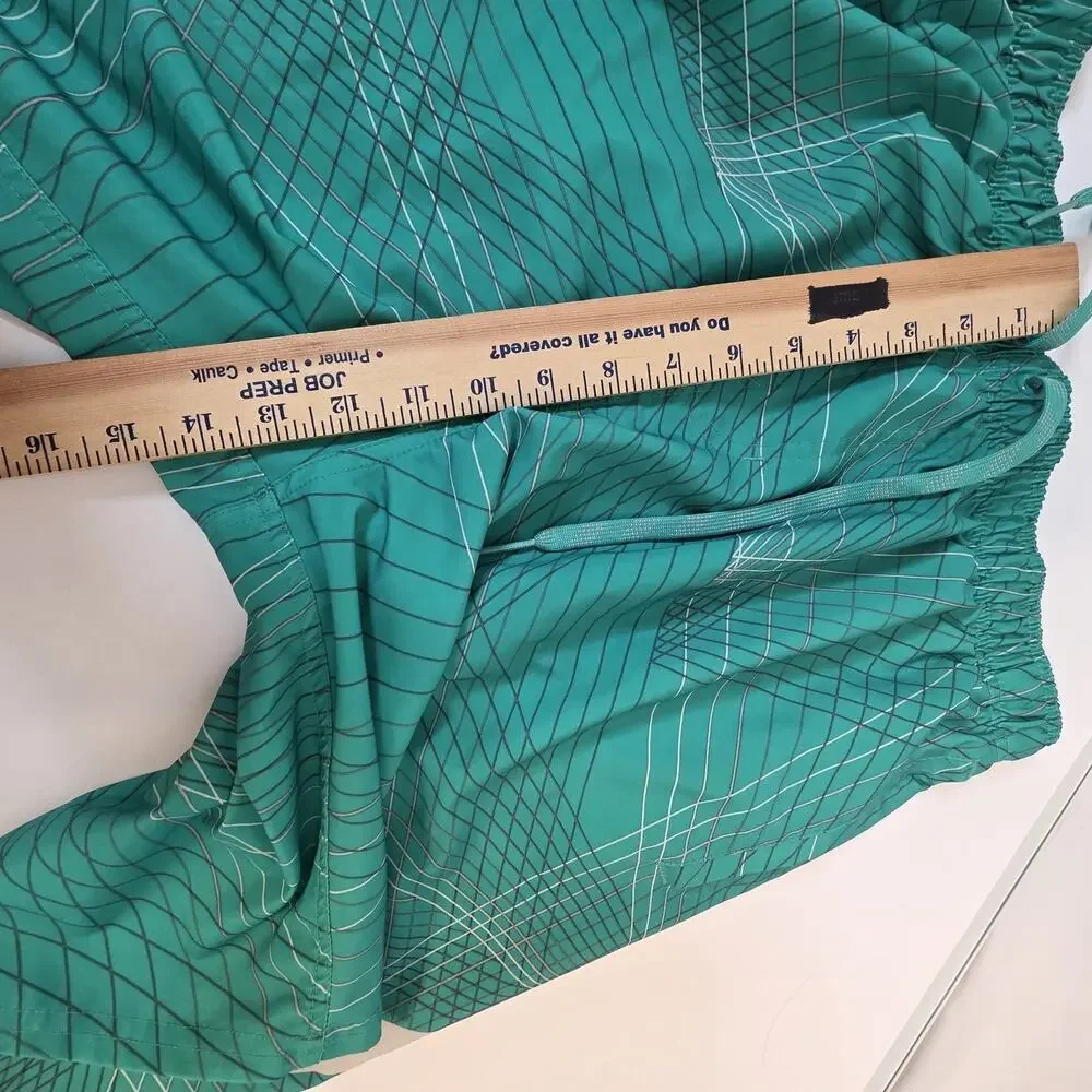 Nike Mens Large Green Volley Swim Shorts Oversized Swoosh Logo Lined Breaker